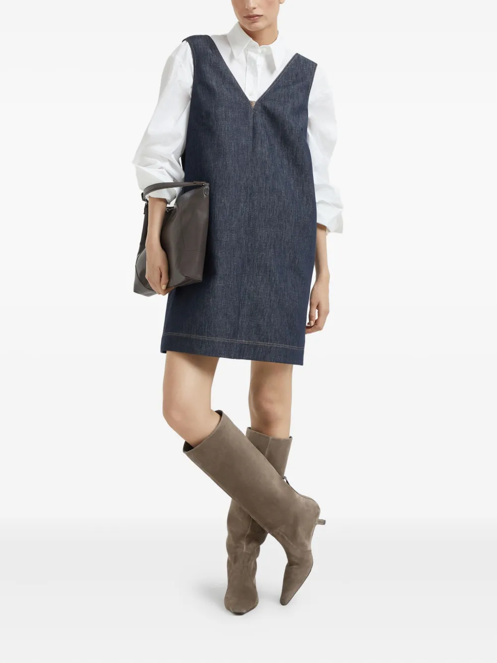 Brunello Cucinelli Denim mini-jurk - Blauw