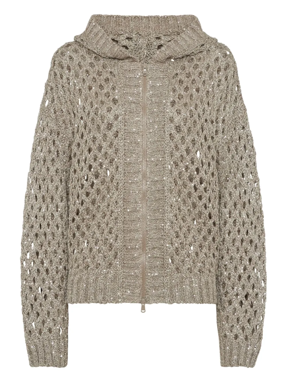 Brunello Cucinelli dazzling open-knit cardigan | Neutrals | Image 1