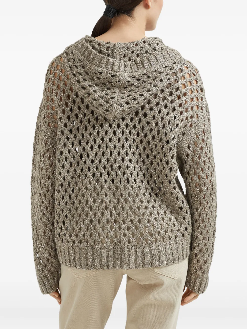 Brunello Cucinelli Dazzling opengebreid vest Beige
