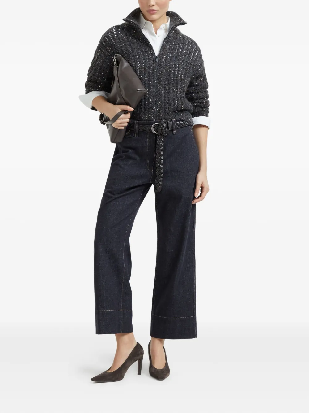 Brunello Cucinelli Dazzling geribbeld vest Grijs