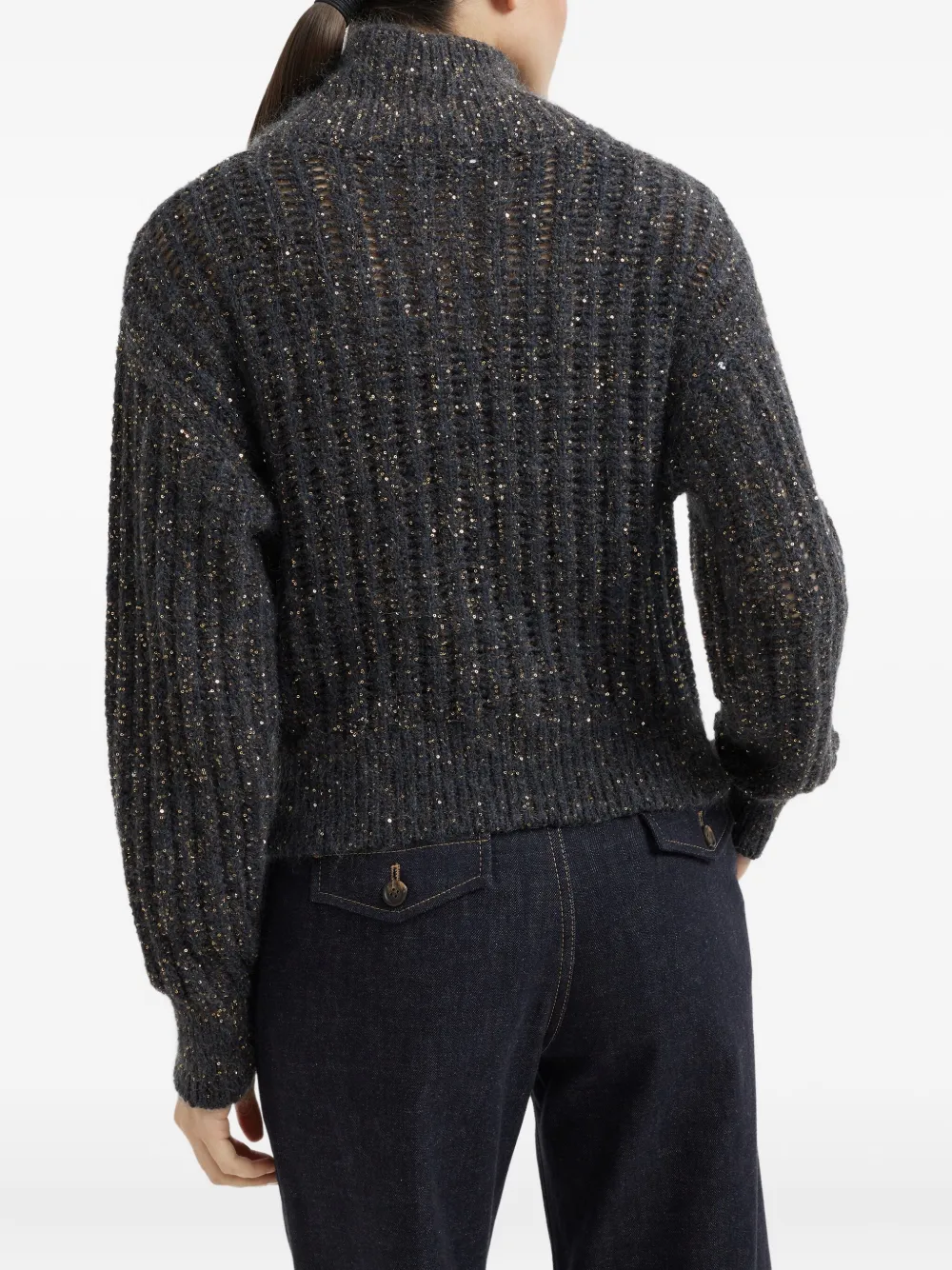 Brunello Cucinelli Dazzling geribbeld vest Grijs