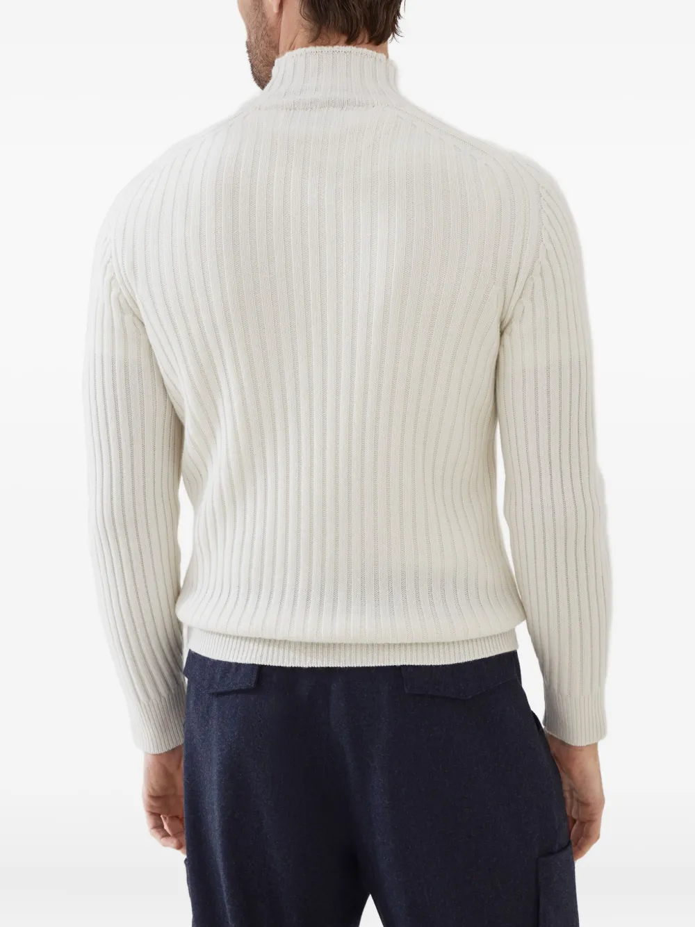 Brunello Cucinelli Geribbelde trui met wijde pijpen Beige