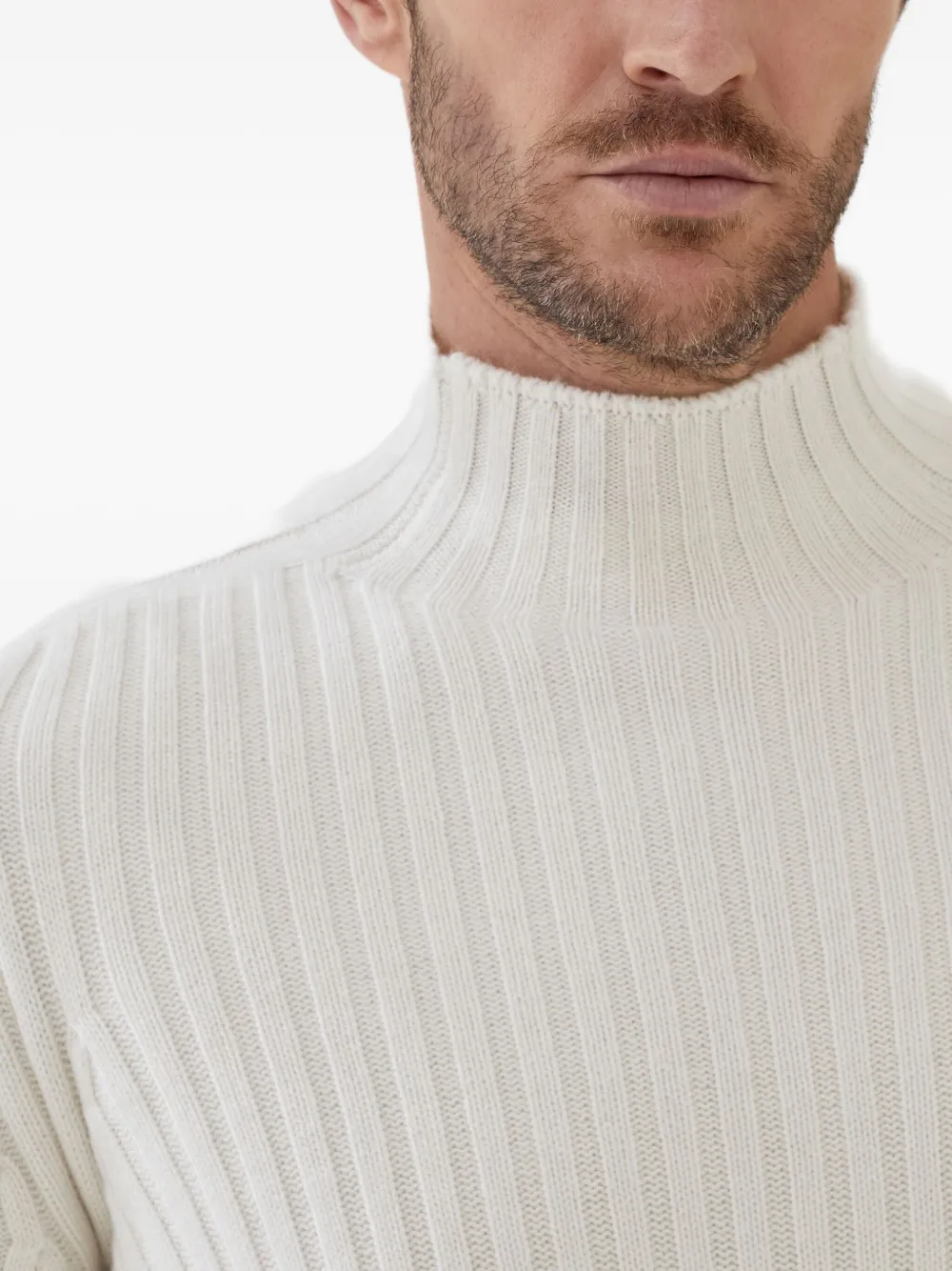 Brunello Cucinelli Geribbelde trui met wijde pijpen Beige