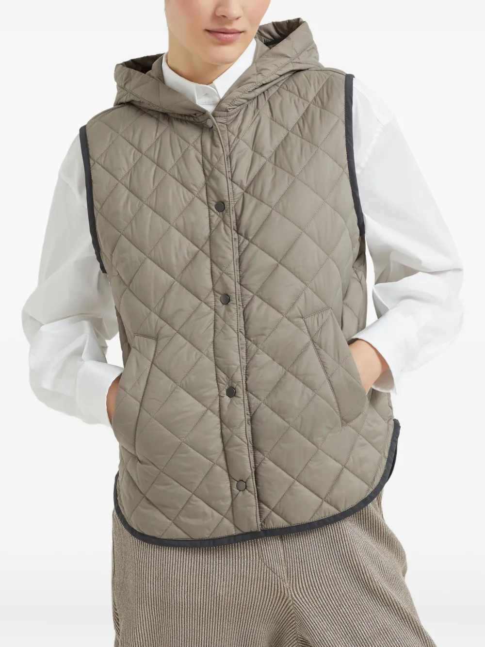 Brunello Cucinelli Gewatteerde bodywarmer Beige