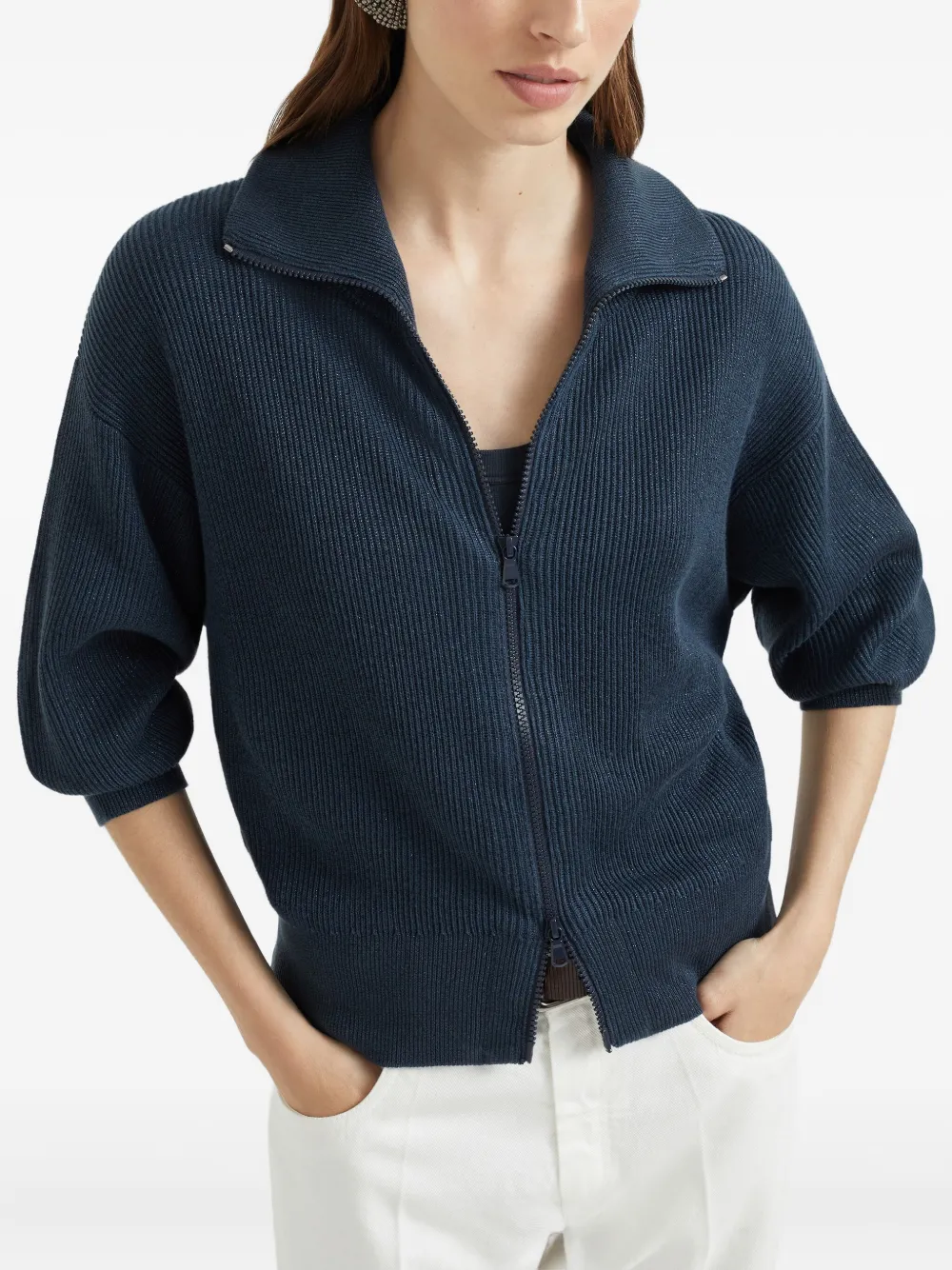 Brunello Cucinelli Metallic vest Blauw