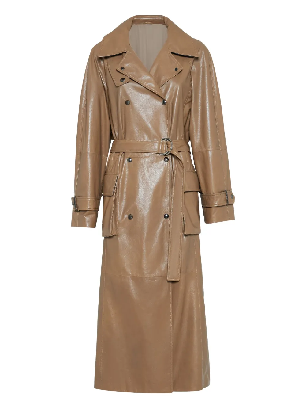 Brunello Cucinelli leather trench coat | Neutrals | Image 1