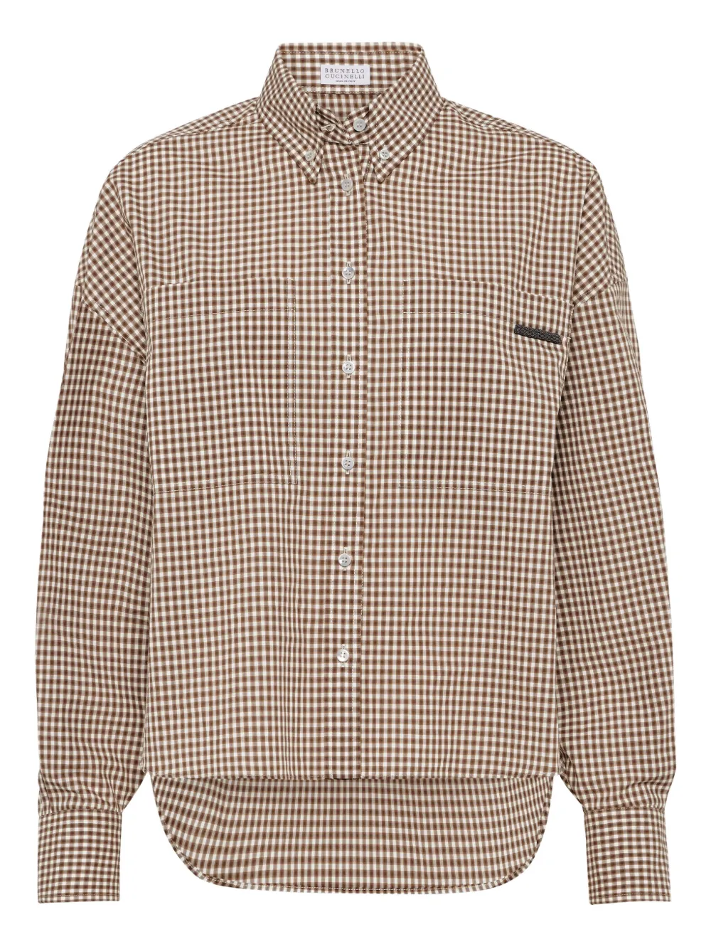 Brunello Cucinelli Geruit blouse Bruin