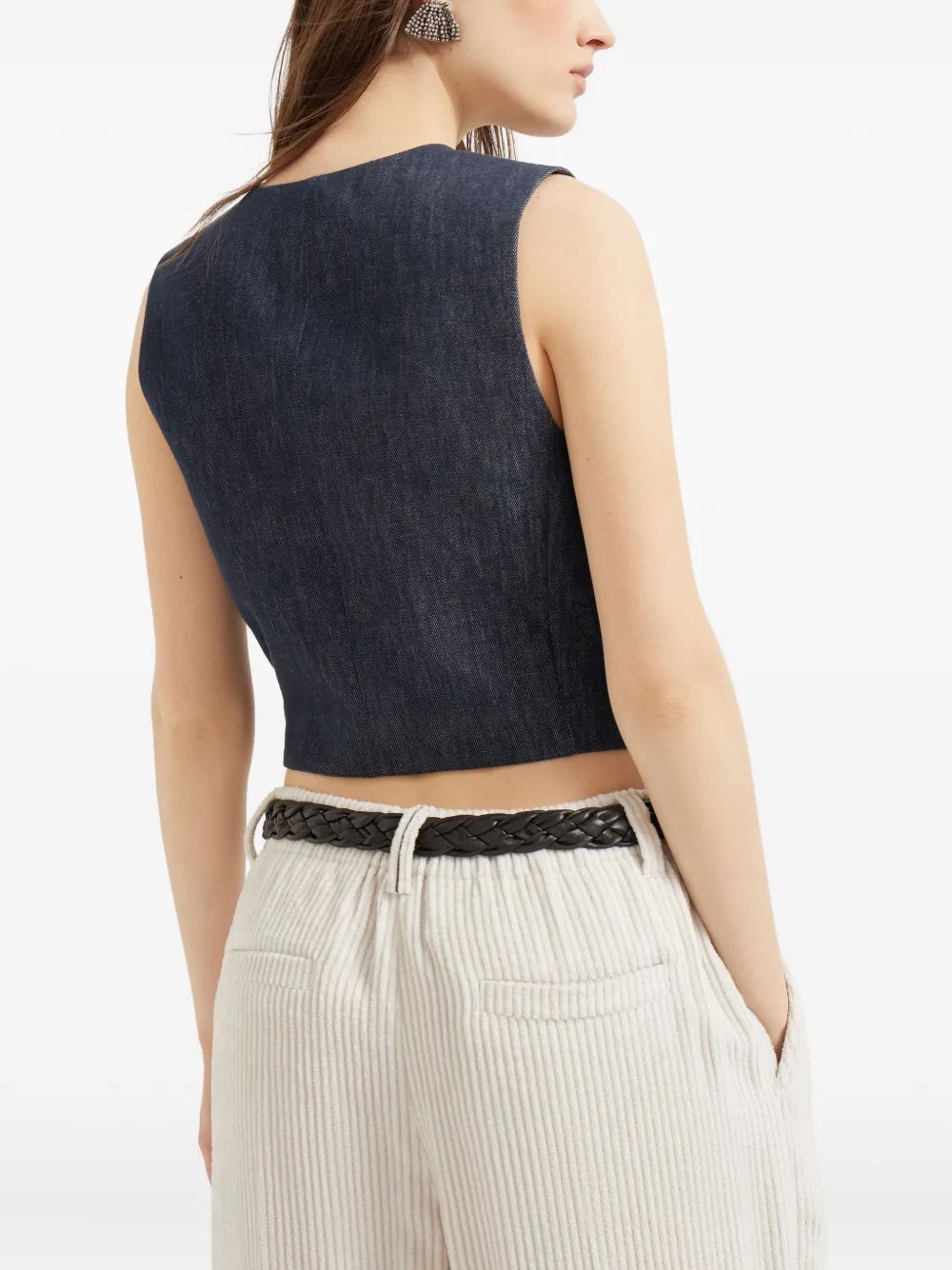 Brunello Cucinelli wrap cotton waistcoat Blauw