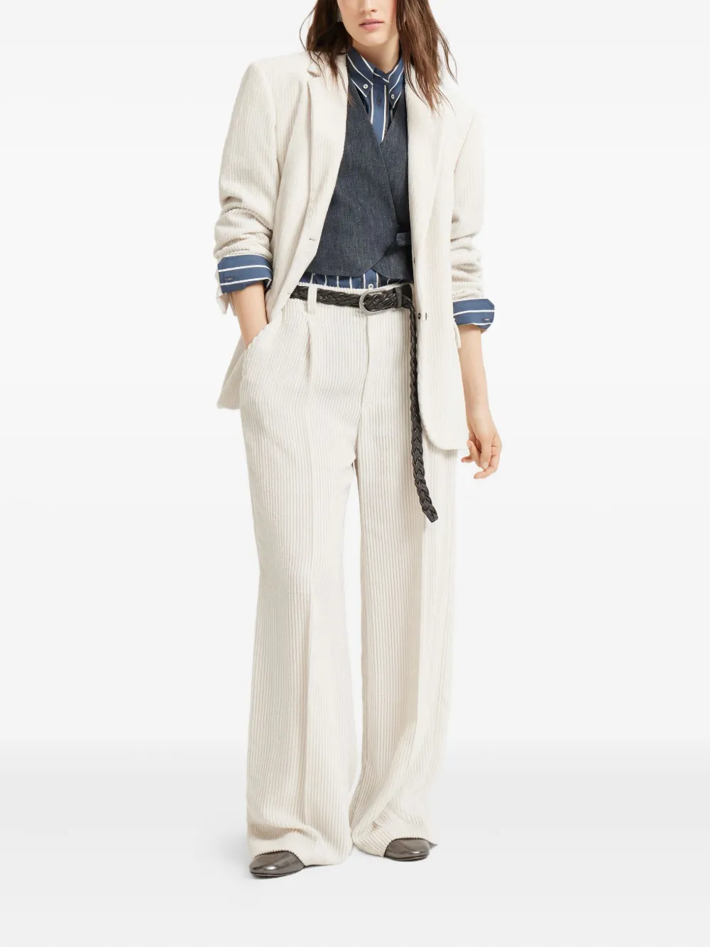 Brunello Cucinelli wrap cotton waistcoat Blauw
