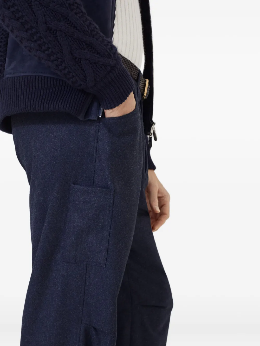 Brunello Cucinelli Plooibroek met toelopende pijpen Blauw