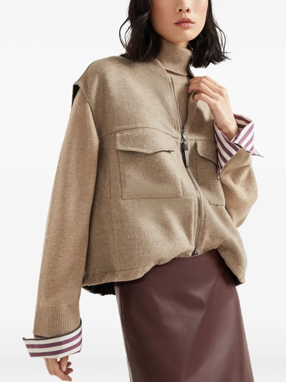 Brunello Cucinelli Bodywarmer met gemêleerd effect Beige