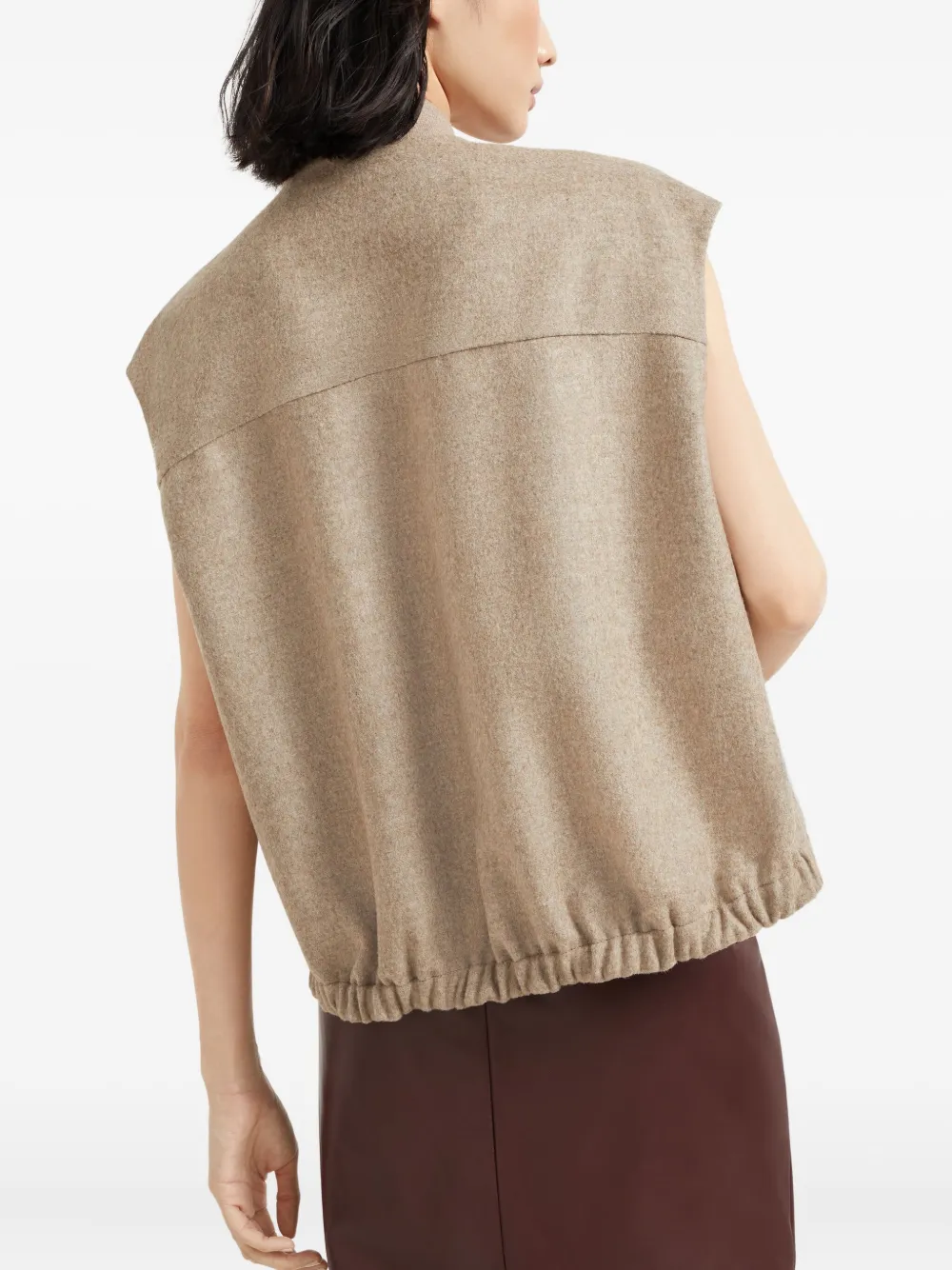 Brunello Cucinelli Bodywarmer met gemêleerd effect Beige