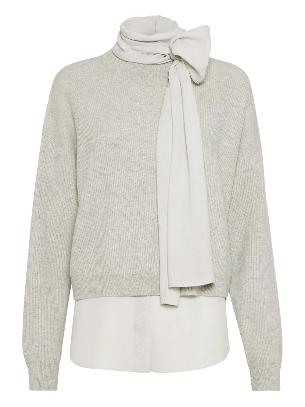Brunello Cucinelli cashmere layered sweater | Grey | Image 1