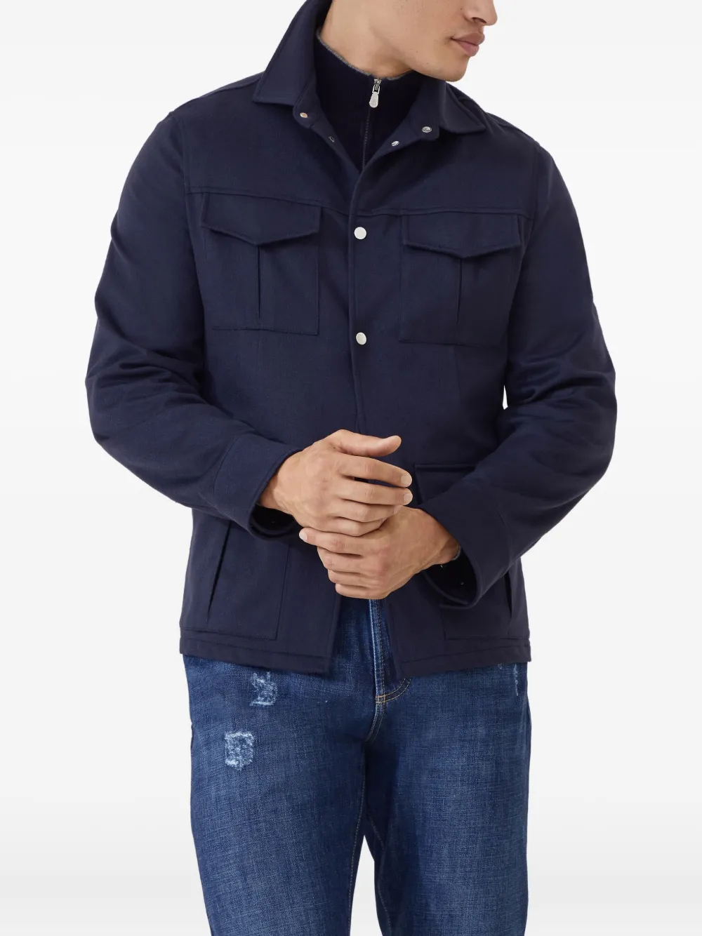 Brunello Cucinelli Kasjmier shirtjack Blauw