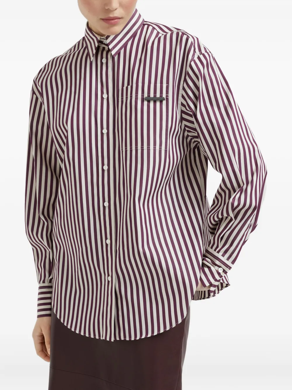 Brunello Cucinelli Gestreept blouse Rood