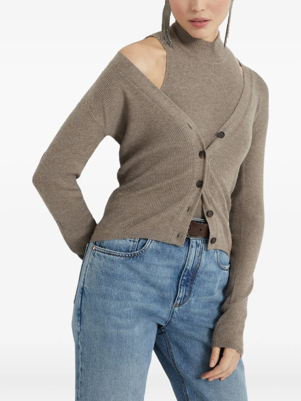 Brunello Cucinelli Vest met V-hals Bruin
