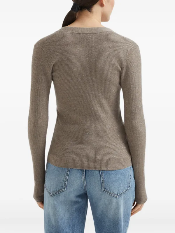 Brunello Cucinelli Vネック カーディガン | ブラウン | FARFETCH JP