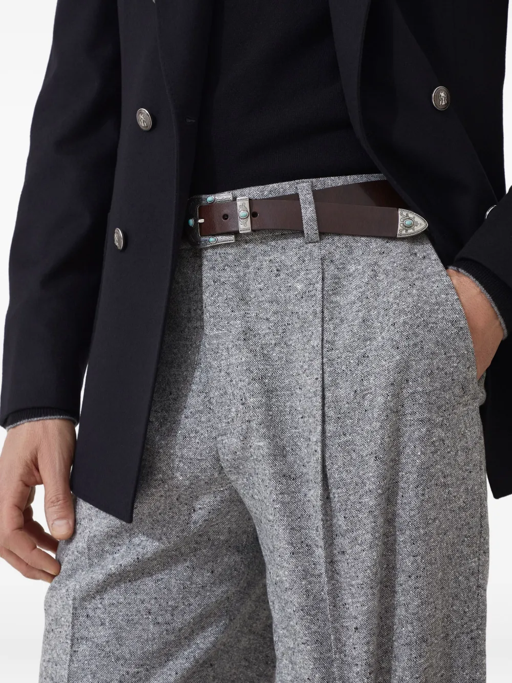 Brunello Cucinelli Sharkskin broek Grijs
