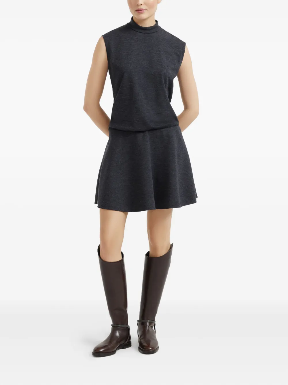 Brunello Cucinelli Mini-jurk met monili ketting Grijs