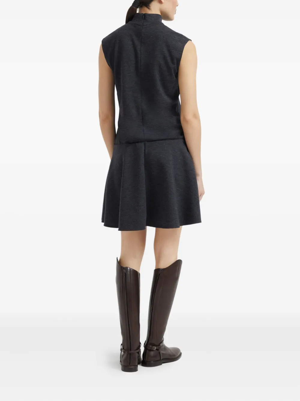Brunello Cucinelli Mini-jurk met monili ketting Grijs