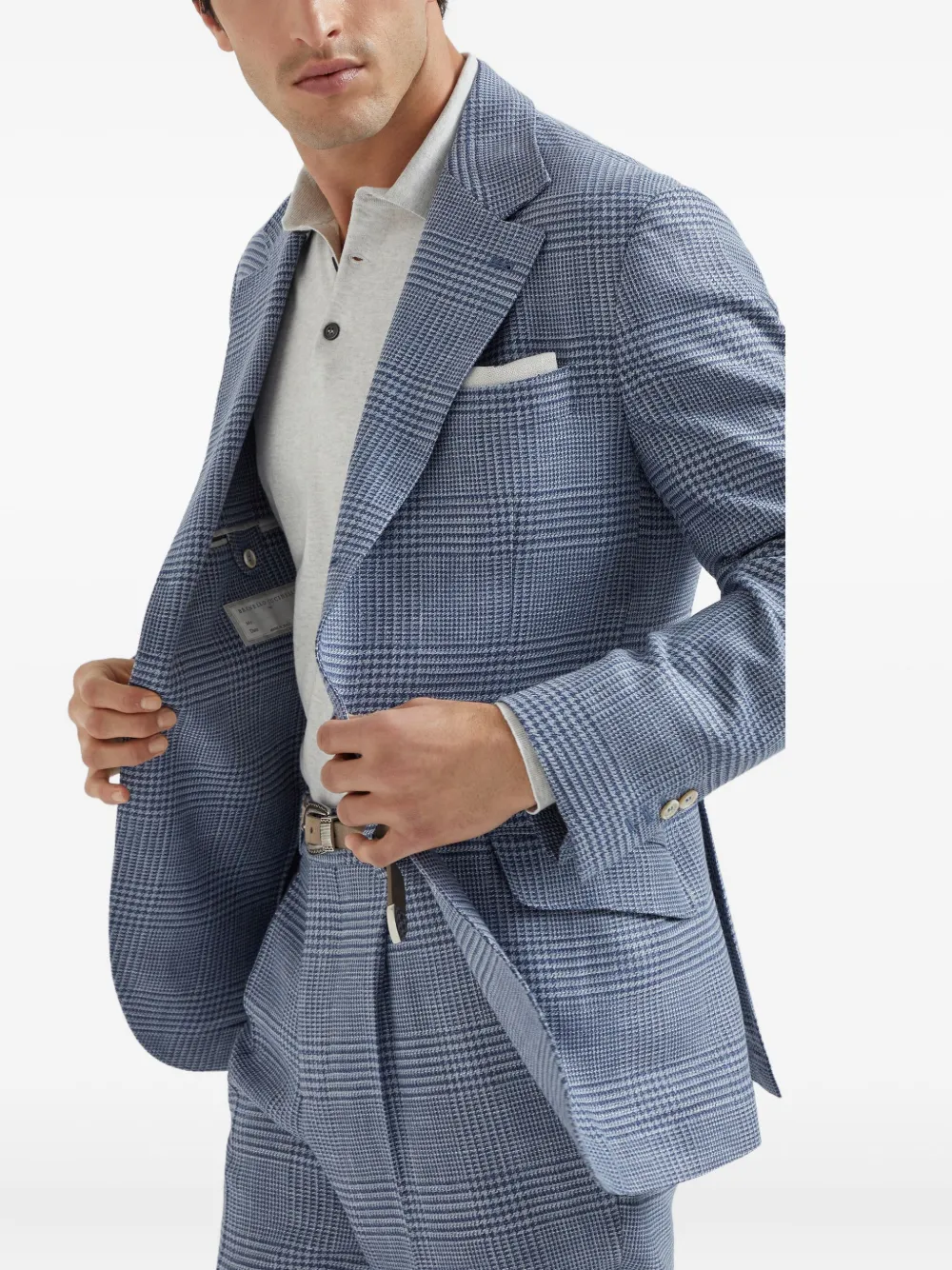 Brunello Cucinelli Geruite blazer Blauw