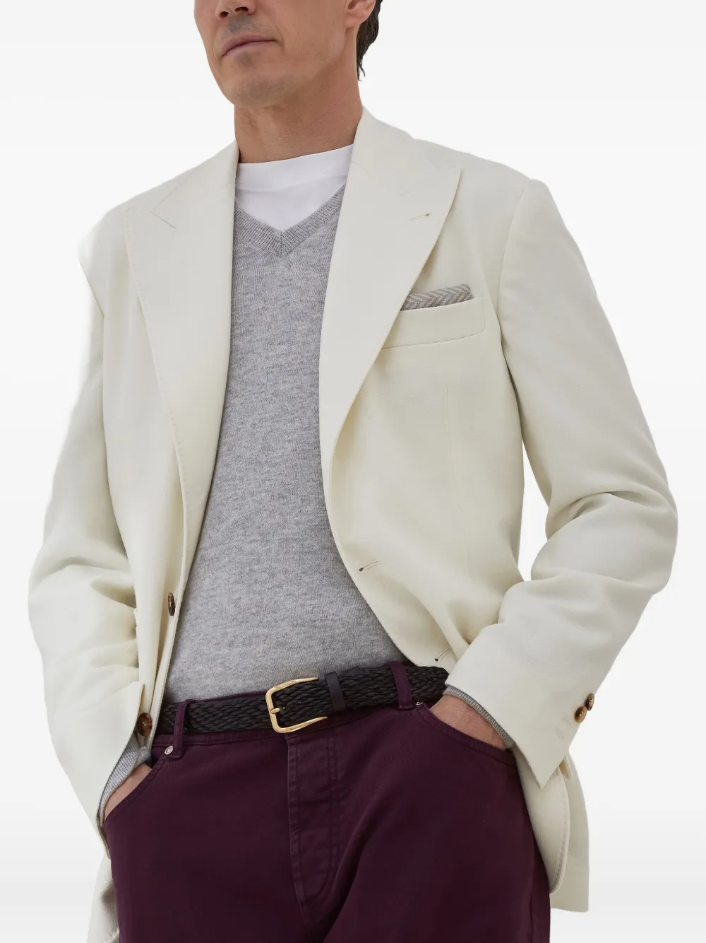 Brunello Cucinelli Blazer van wol-kasjmier Wit