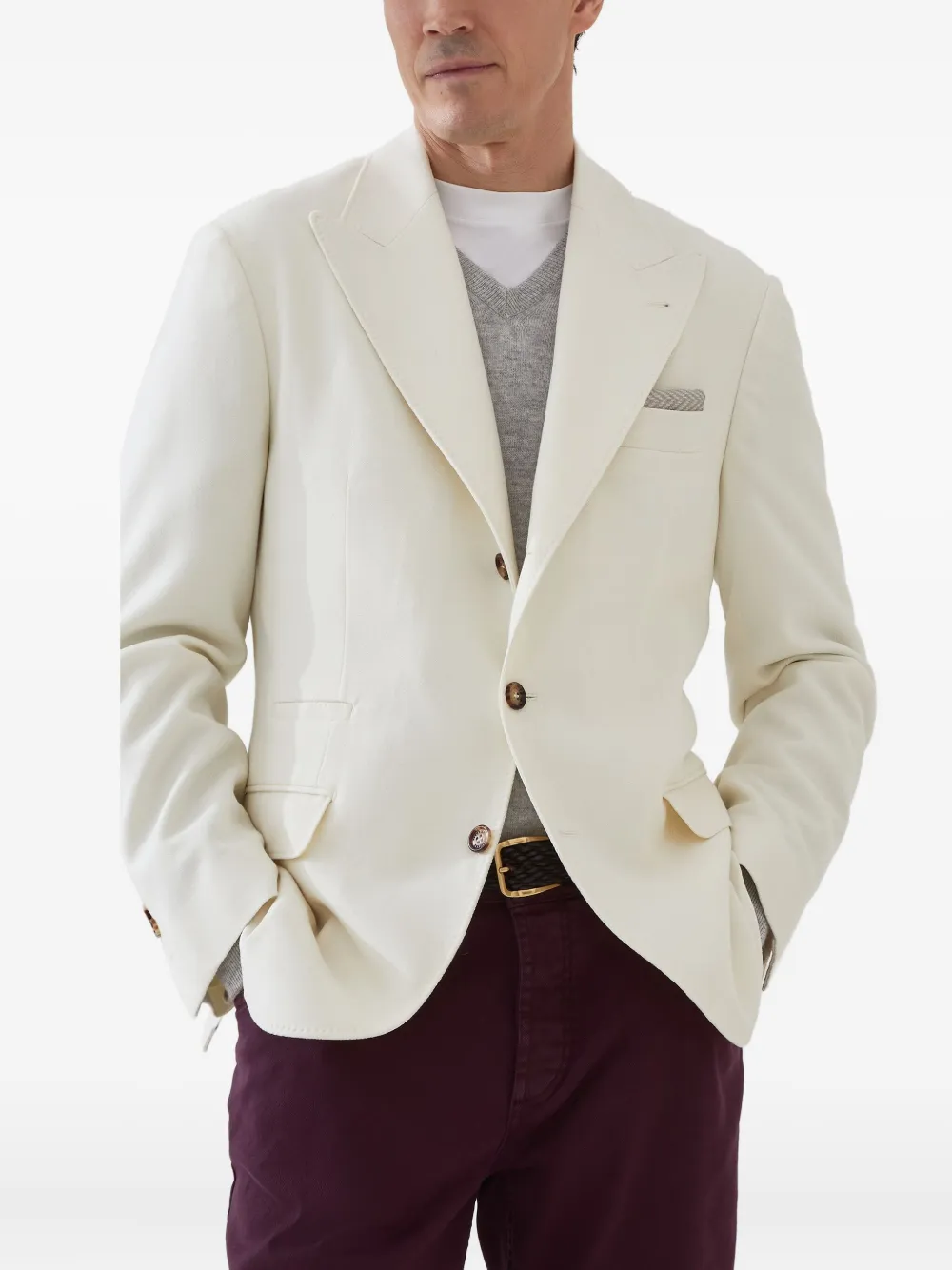 Brunello Cucinelli Blazer van wol-kasjmier Wit