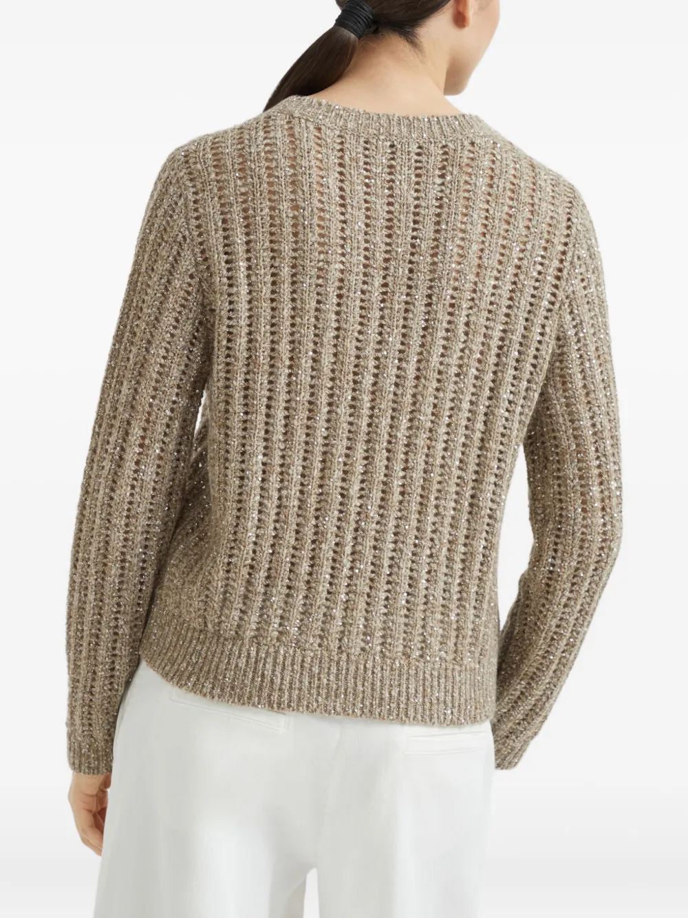 Brunello Cucinelli Trui met pailletten Beige