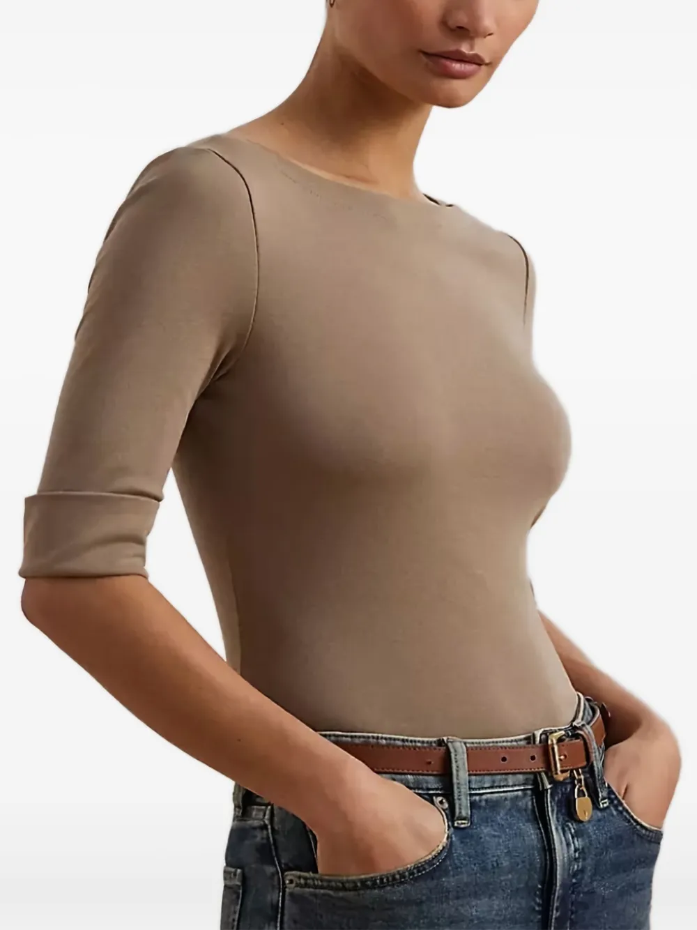boat-neck T-shirt