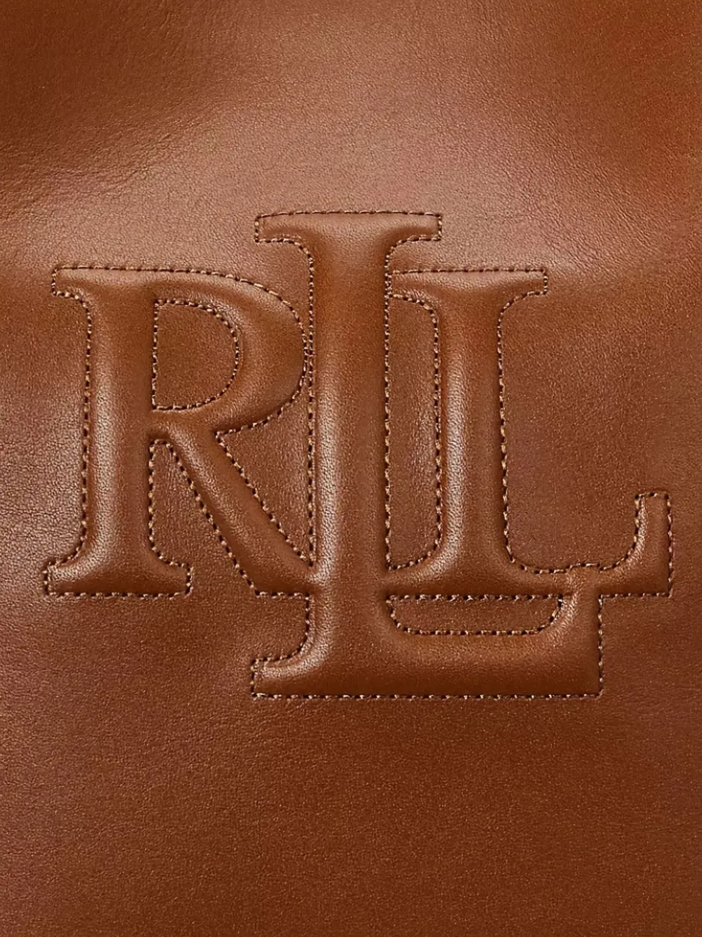 Lauren Ralph Lauren Witley leren bucket-tas met logo-reliëf Bruin