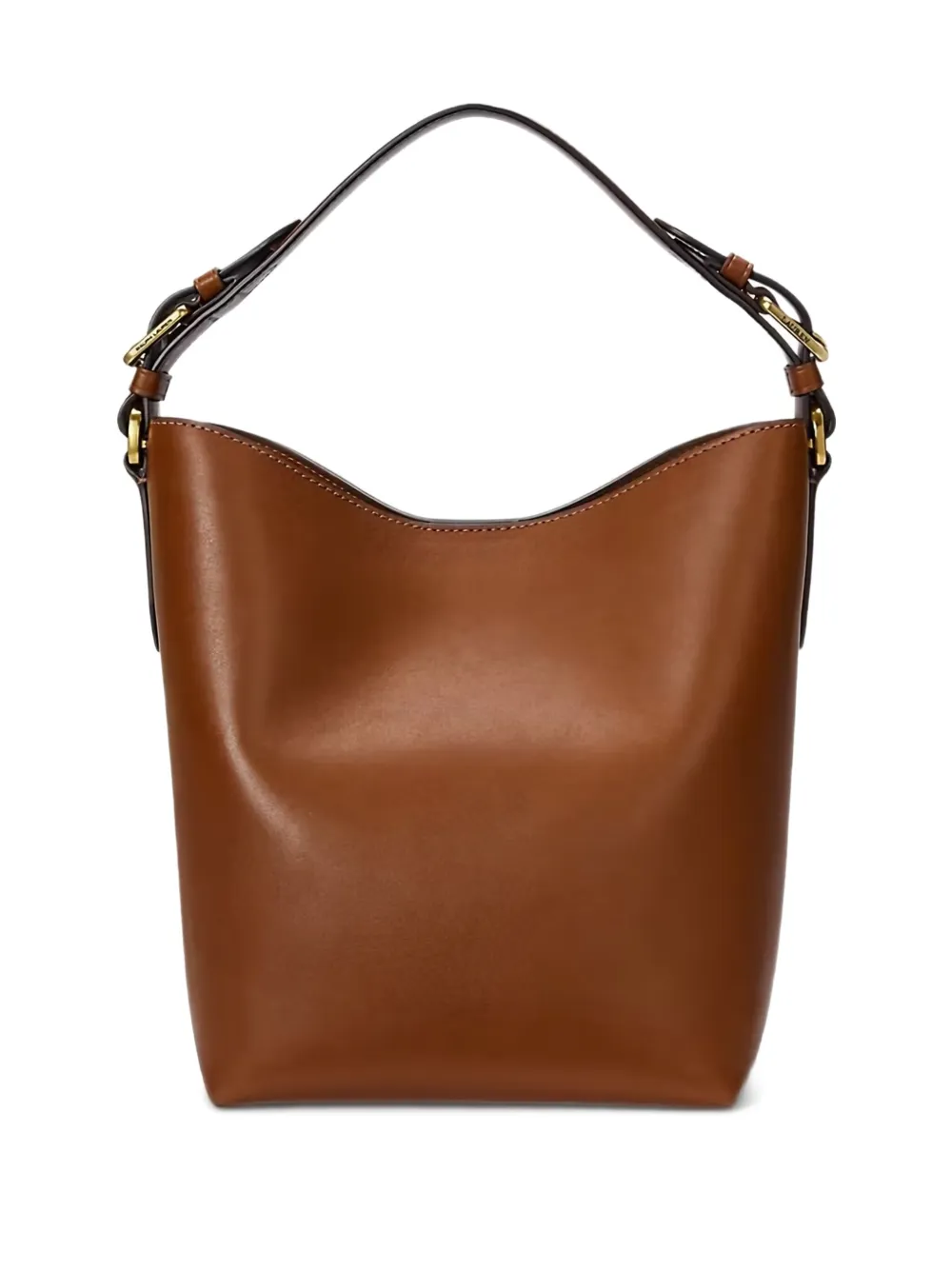 Lauren Ralph Lauren Witley leren bucket-tas met logo-reliëf Bruin
