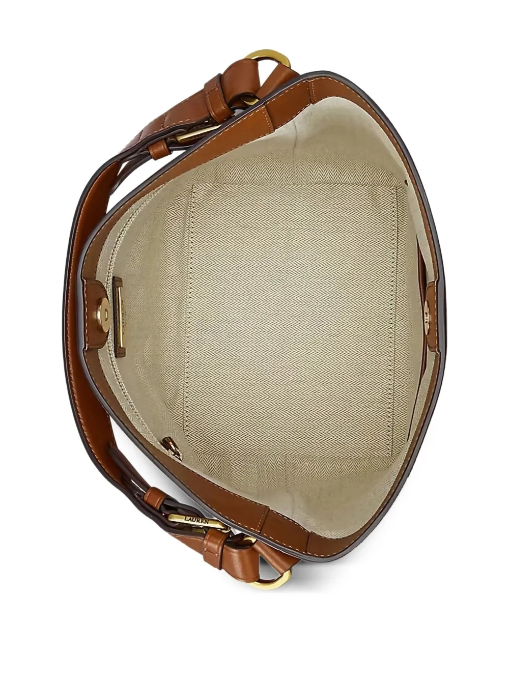 Lauren Ralph Lauren Witley leren bucket-tas met logo-reliëf Bruin