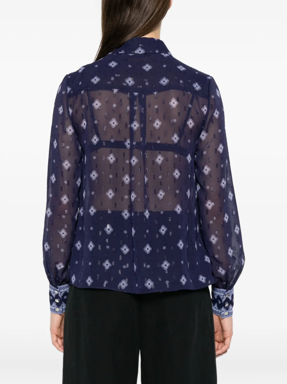 Self-Portrait Chiffon blouse met patroon Blauw