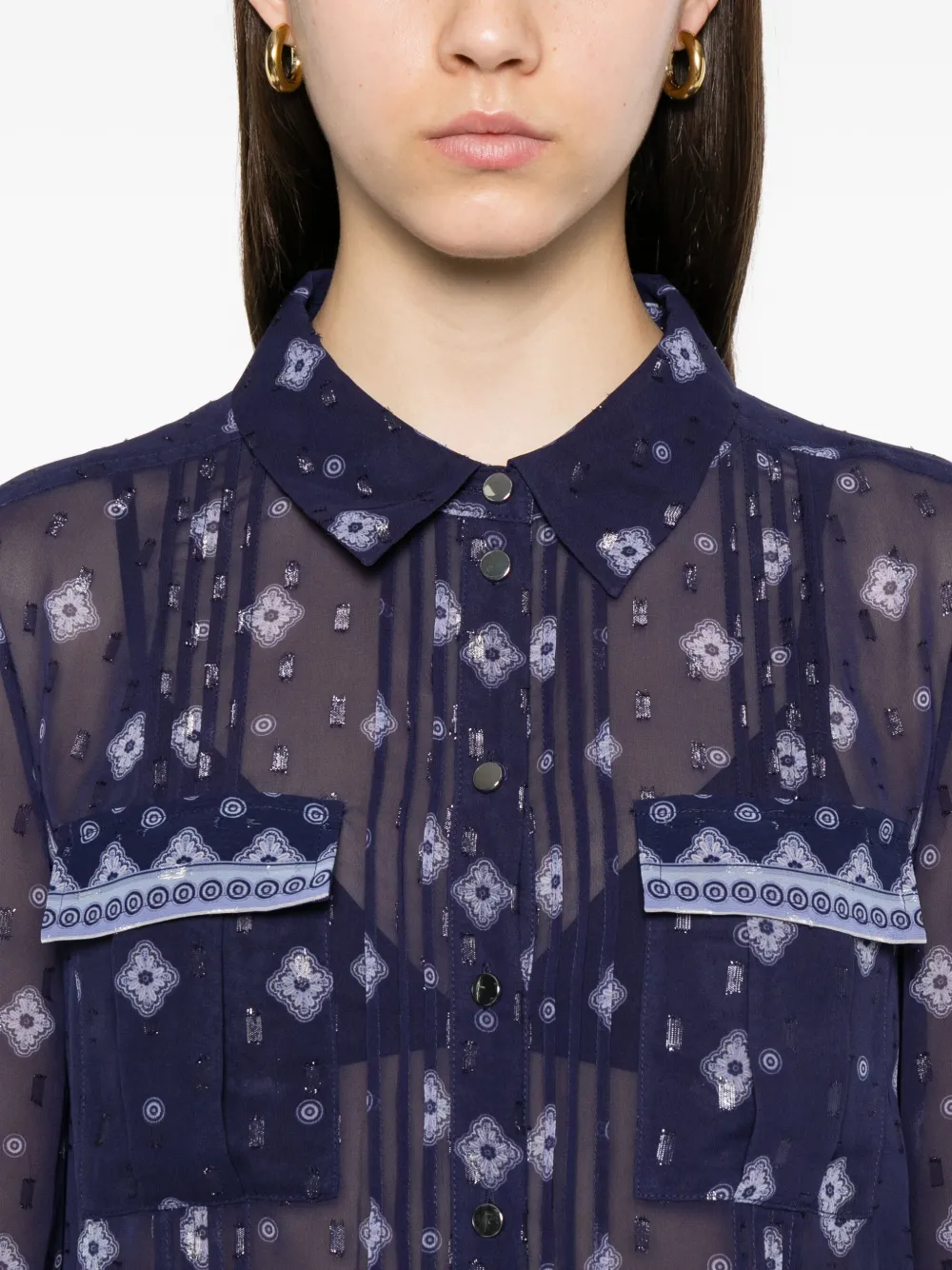 Self-Portrait Chiffon blouse met patroon Blauw
