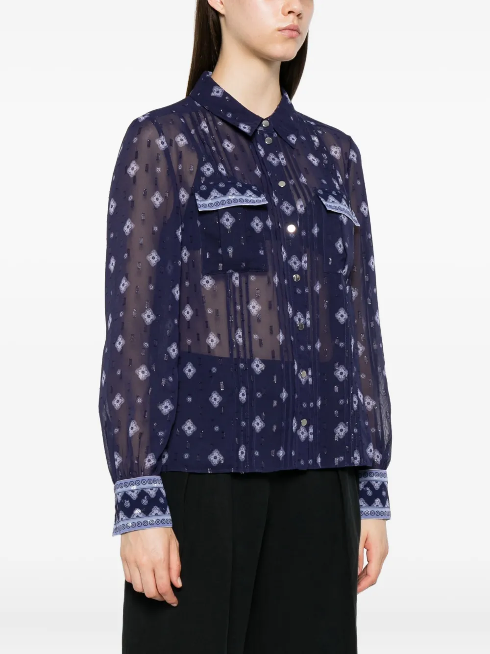 Self-Portrait Chiffon blouse met patroon Blauw