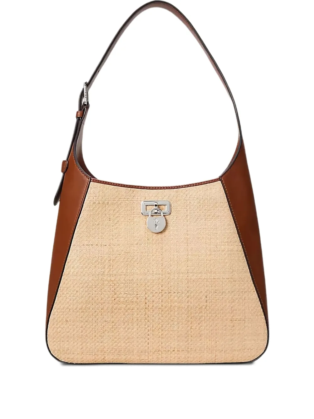 Lauren Ralph Lauren Tanner schoudertas met geweven vlak Beige