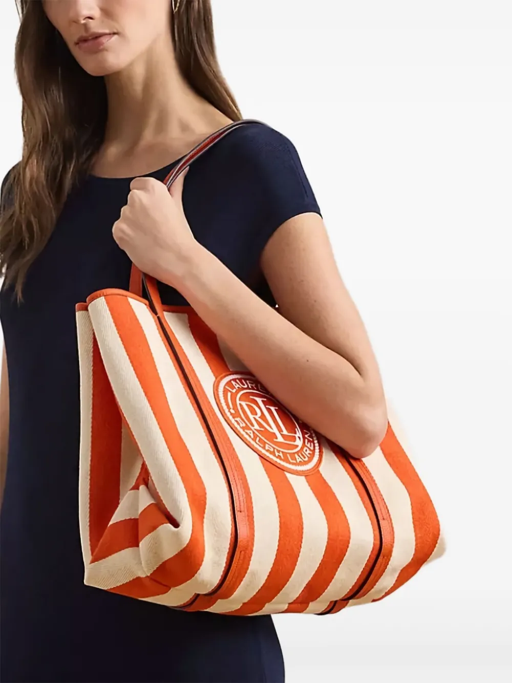 Lauren Ralph Lauren Emerie gestreepte shopper - Oranje