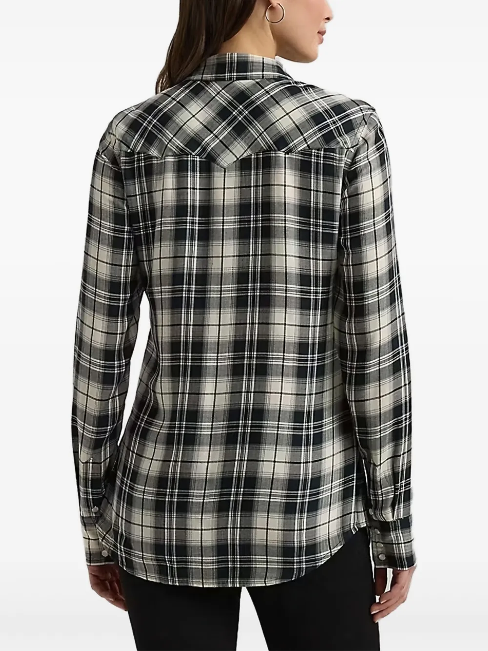 Lauren Ralph Lauren Geruite blouse met knopen - Zwart