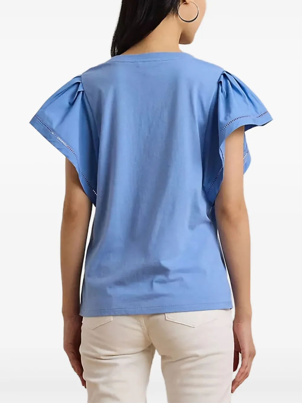 Lauren Ralph Lauren ruffled sleeve top - Blauw
