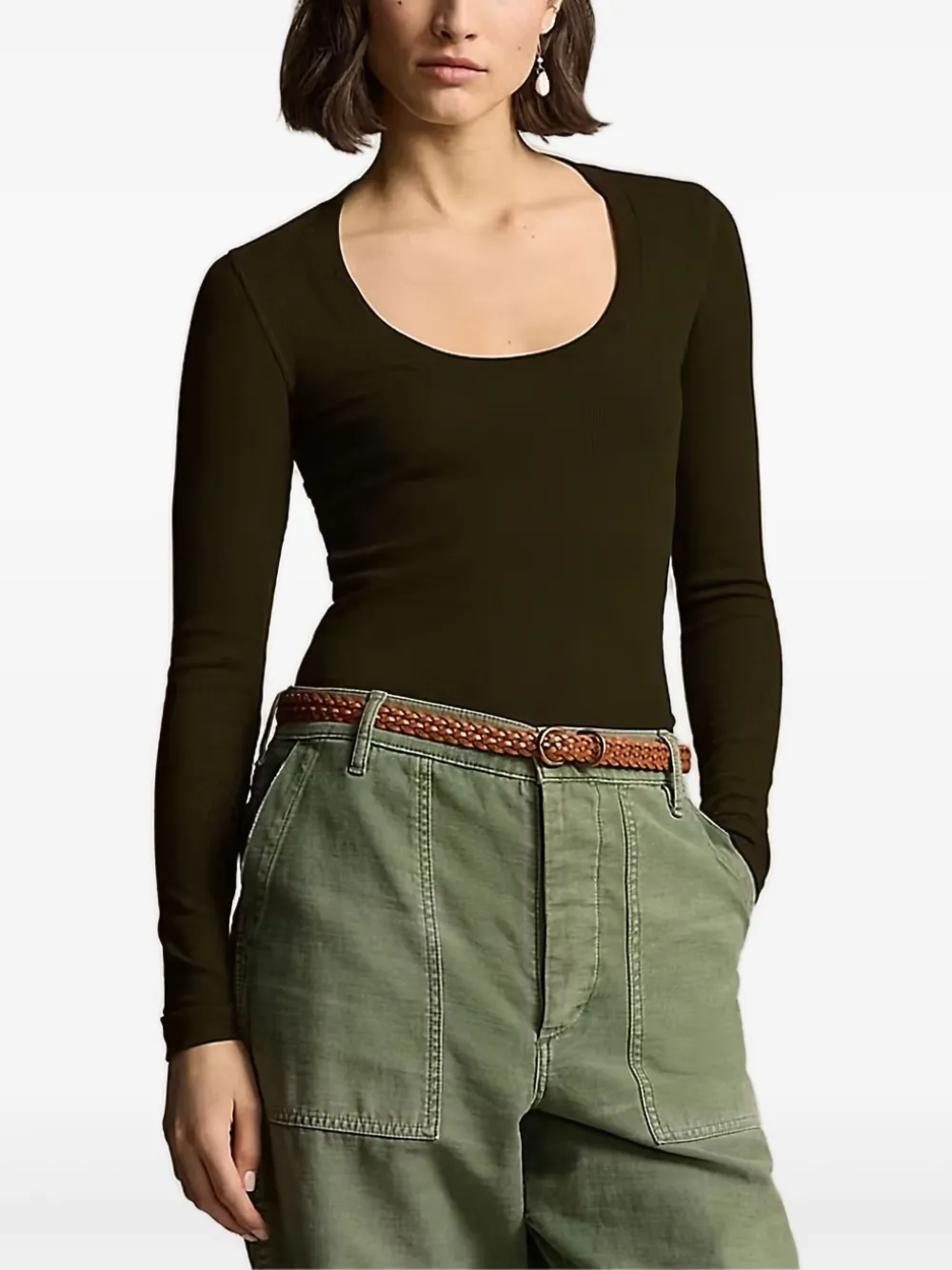 Polo Ralph Lauren スクープネック ロングスリーブトップ - グリーン Polo Ralph Lauren スクープネック ロングスリーブトップ - グリーン