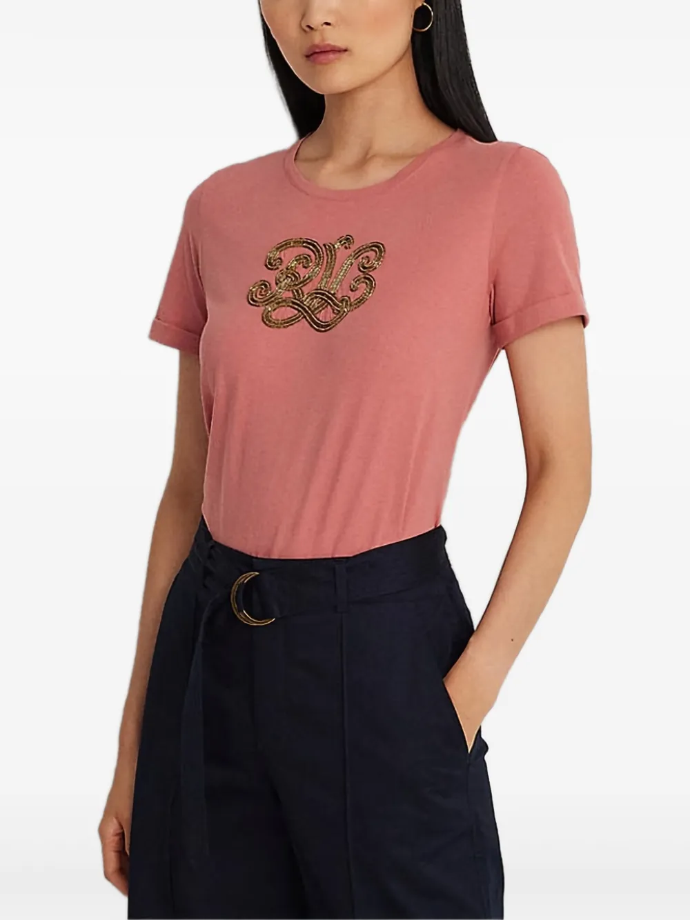 logo-beaded T-shirt