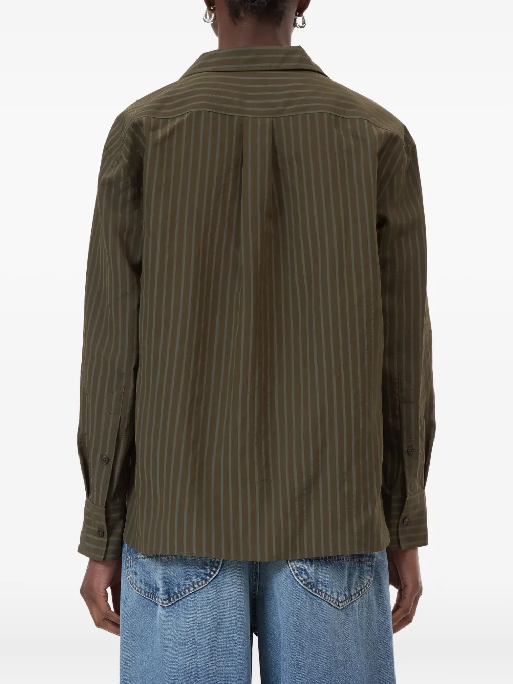 Closed Asymmetric Striped Shirt In Green