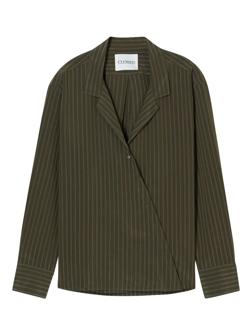 Closed Asymmetric Striped Shirt In Green