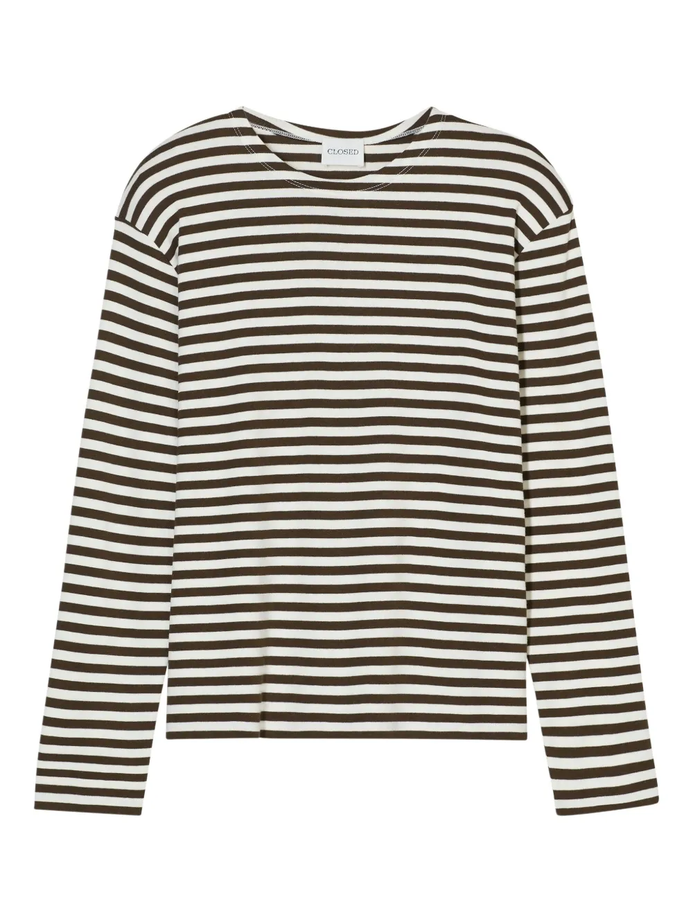 Closed striped long-sleeve top | White | Image 1