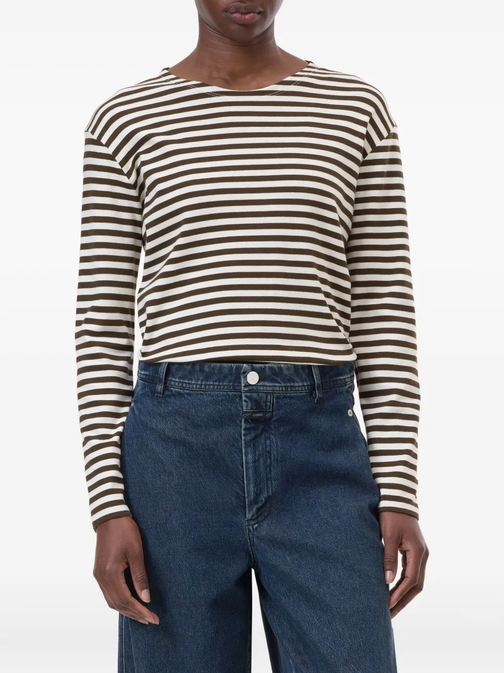 Closed Cotton Blend Striped T-shirt In Multi