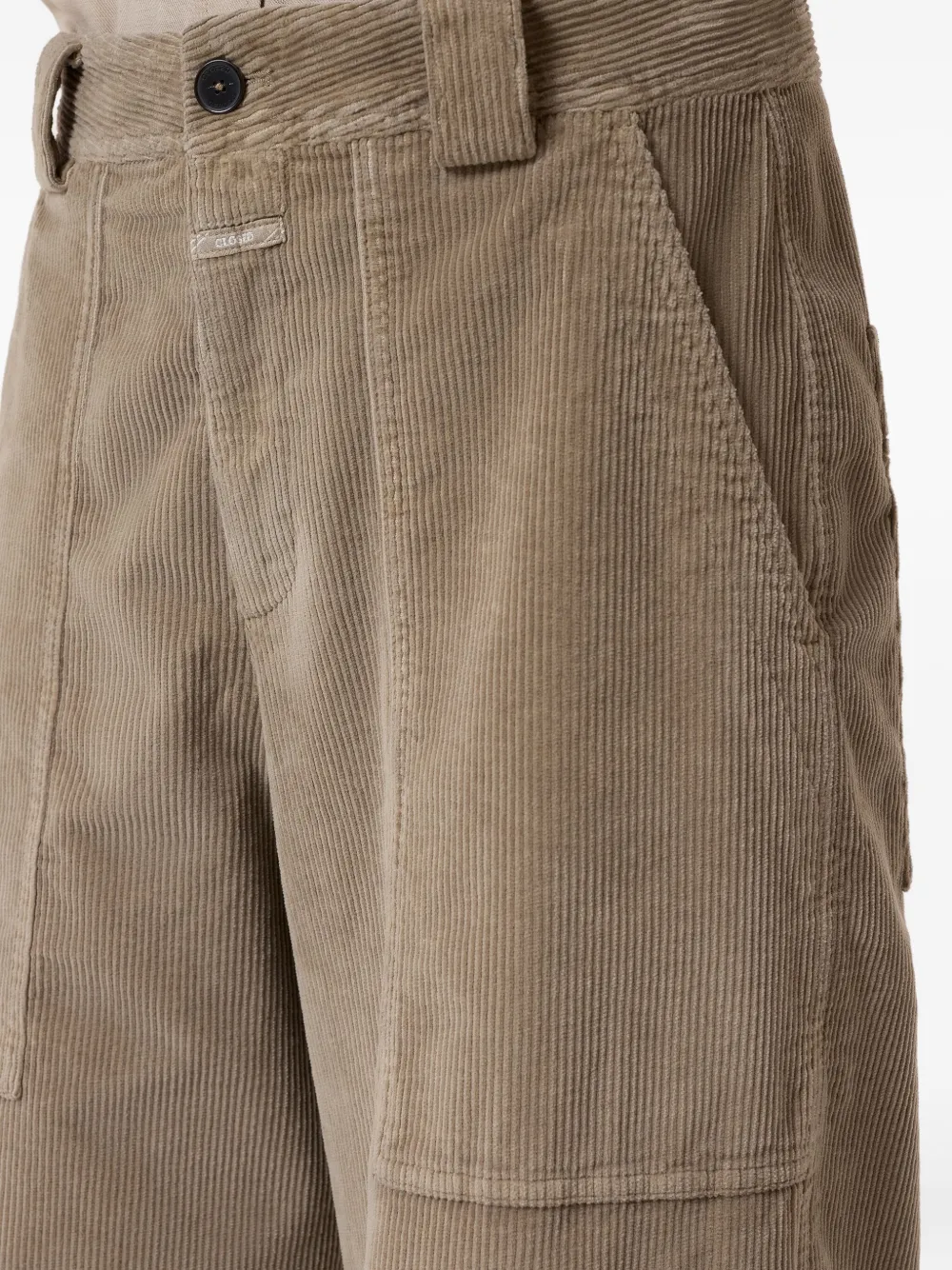 Closed Ribfluwelen cargo broek Beige