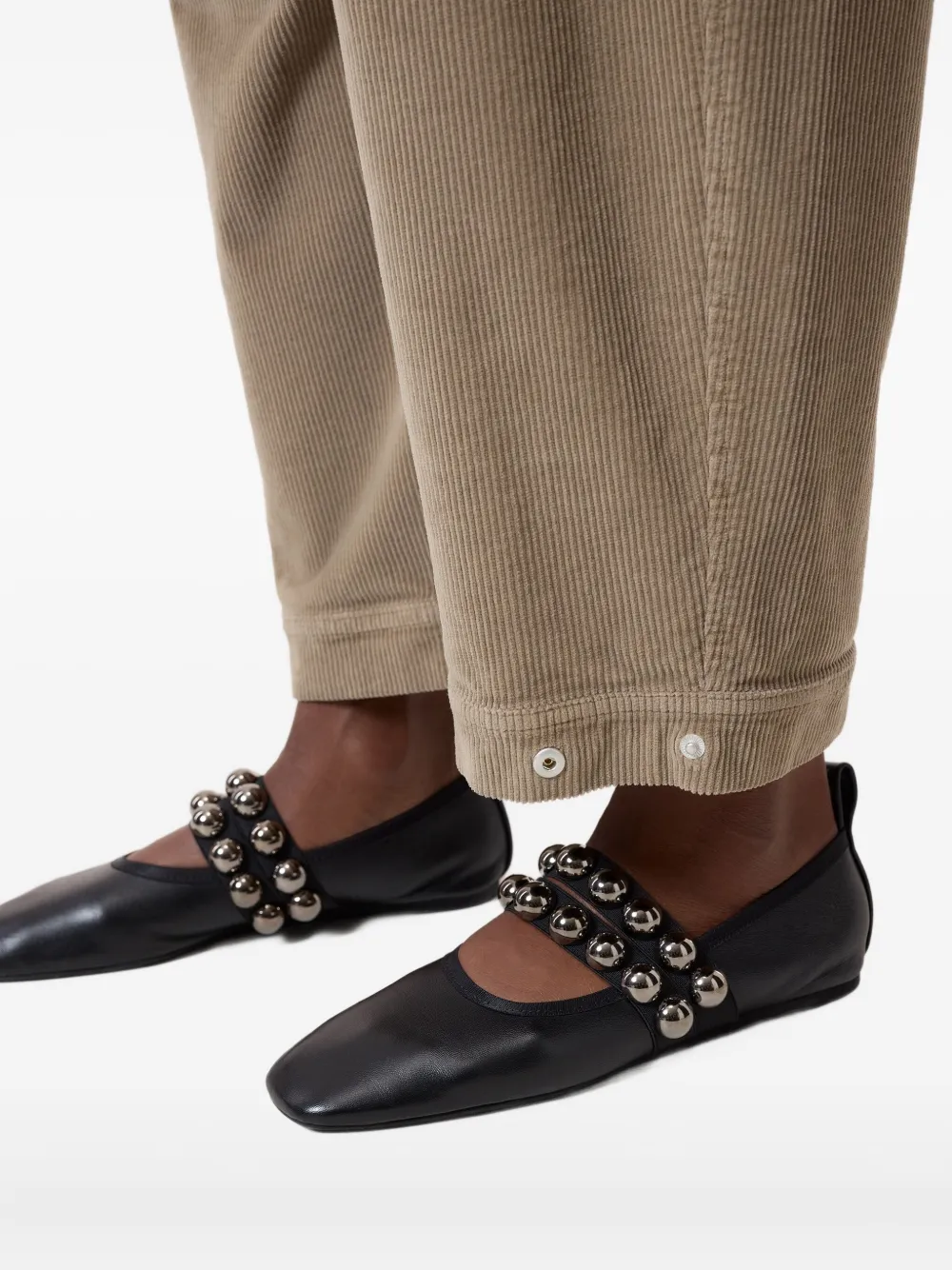 Closed Ribfluwelen cargo broek Beige