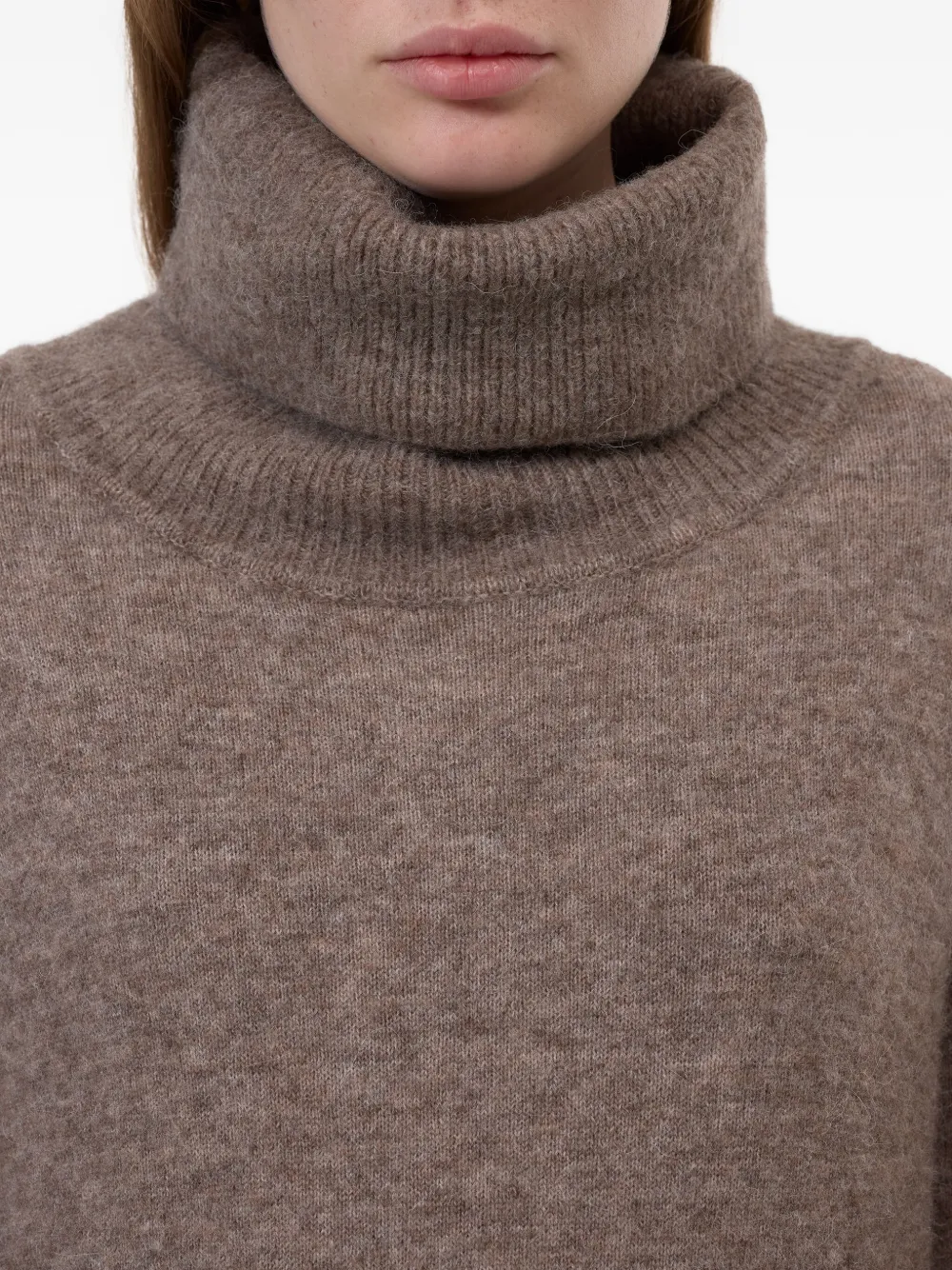 Closed Midi-jurk met col en lange mouwen Bruin