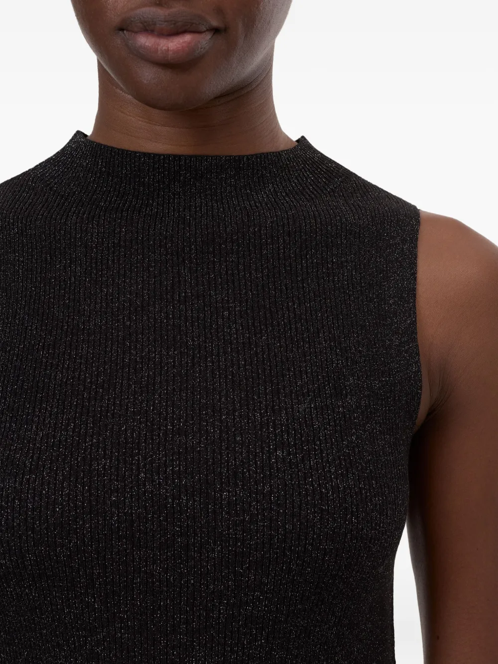 Closed Lurex mouwloze top Zwart