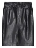 Closed leather midi skirt - Black